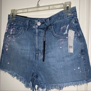 NWT J Brand Gracie Paint Cut Off Jean Shorts SZ 25